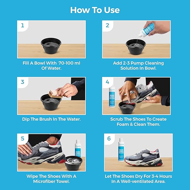 Stepease Shoe Cleaning Solution Bottle 200 mL Suitable for Sneaker, Rubber, Nubuck, Canvas, Knit, Trainers, Multi-Material & Sports Shoes Travel Friendly Shoe Cleaning Solution | Shoes Cleaner